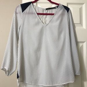 Zara navy polka dot blouse
